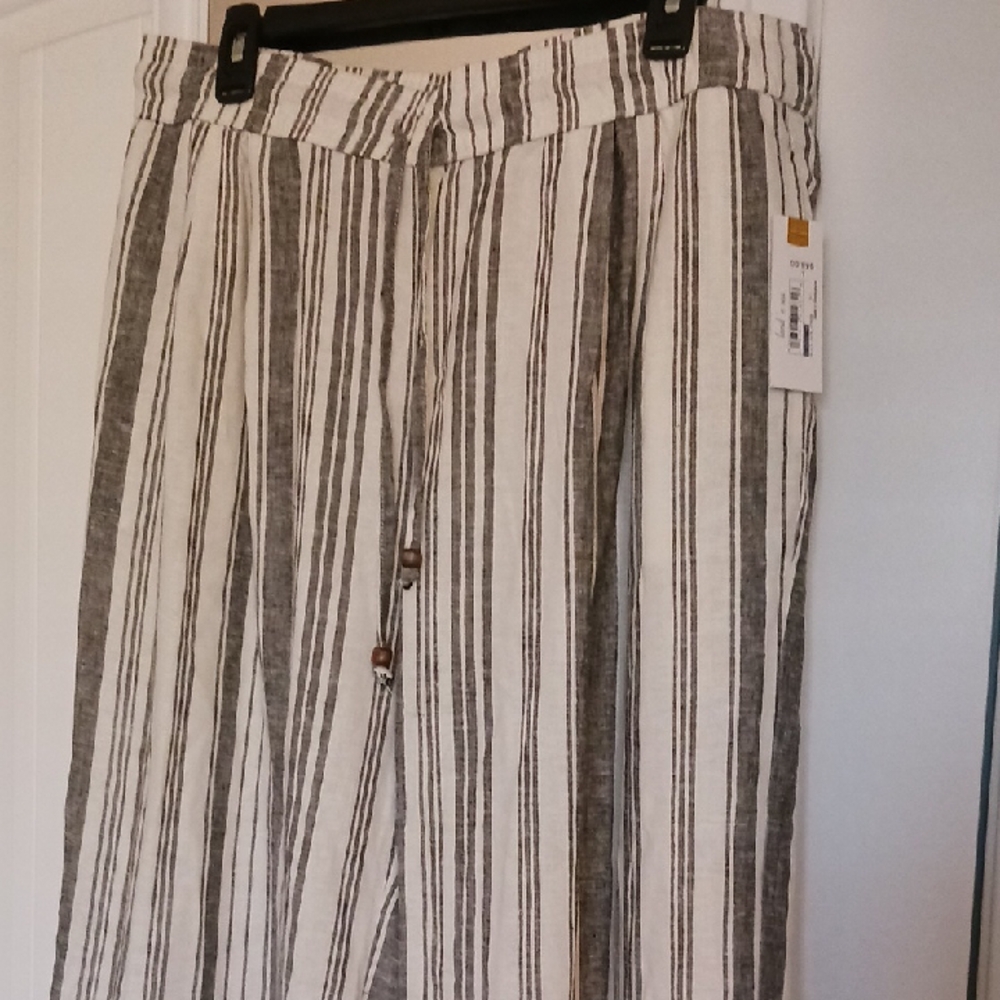 Striped Linen Blend Women's Pants